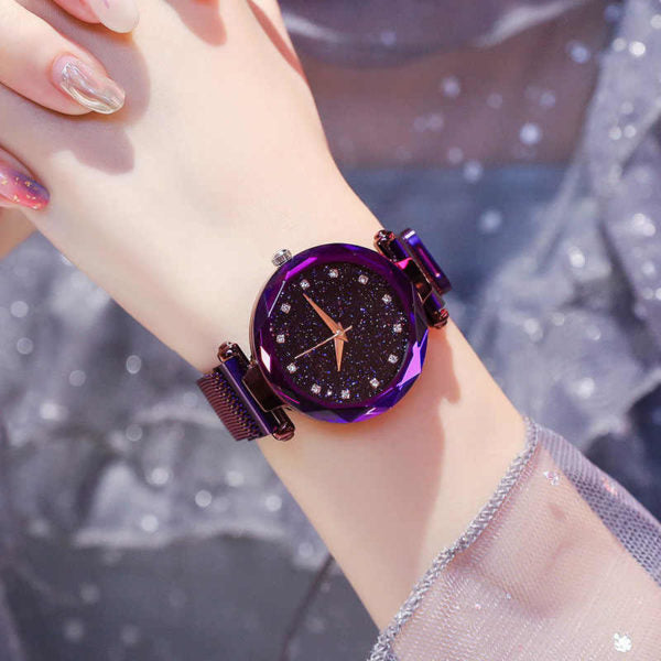 Magnetic Ladies Hand Watch Luxury Quartz Magnetic Mesh Band Watch