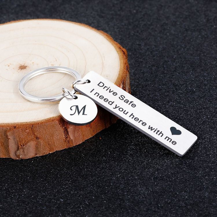 Customize Drive Safe Metal Keychain. For men
