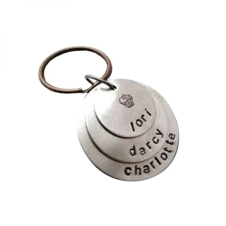 Customised Key Chain with Three Layered Custom Hand Stamped Sterling Silver Keychain Perfect Gift For AnyOne