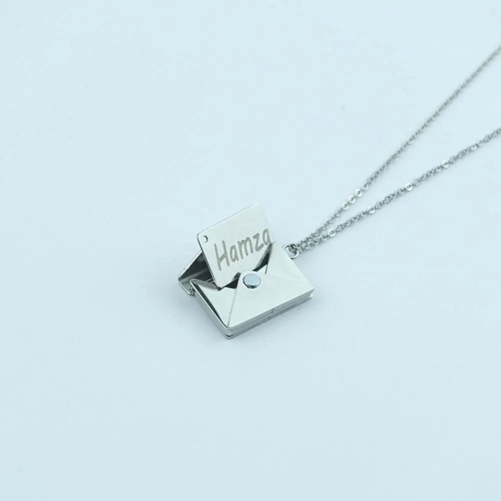 Envelope Necklace Love Letter Inside With Name Engraved