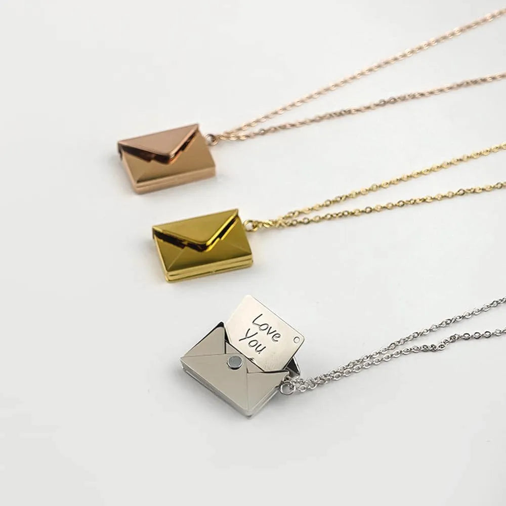 Envelope Necklace Love Letter Inside With Name Engraved