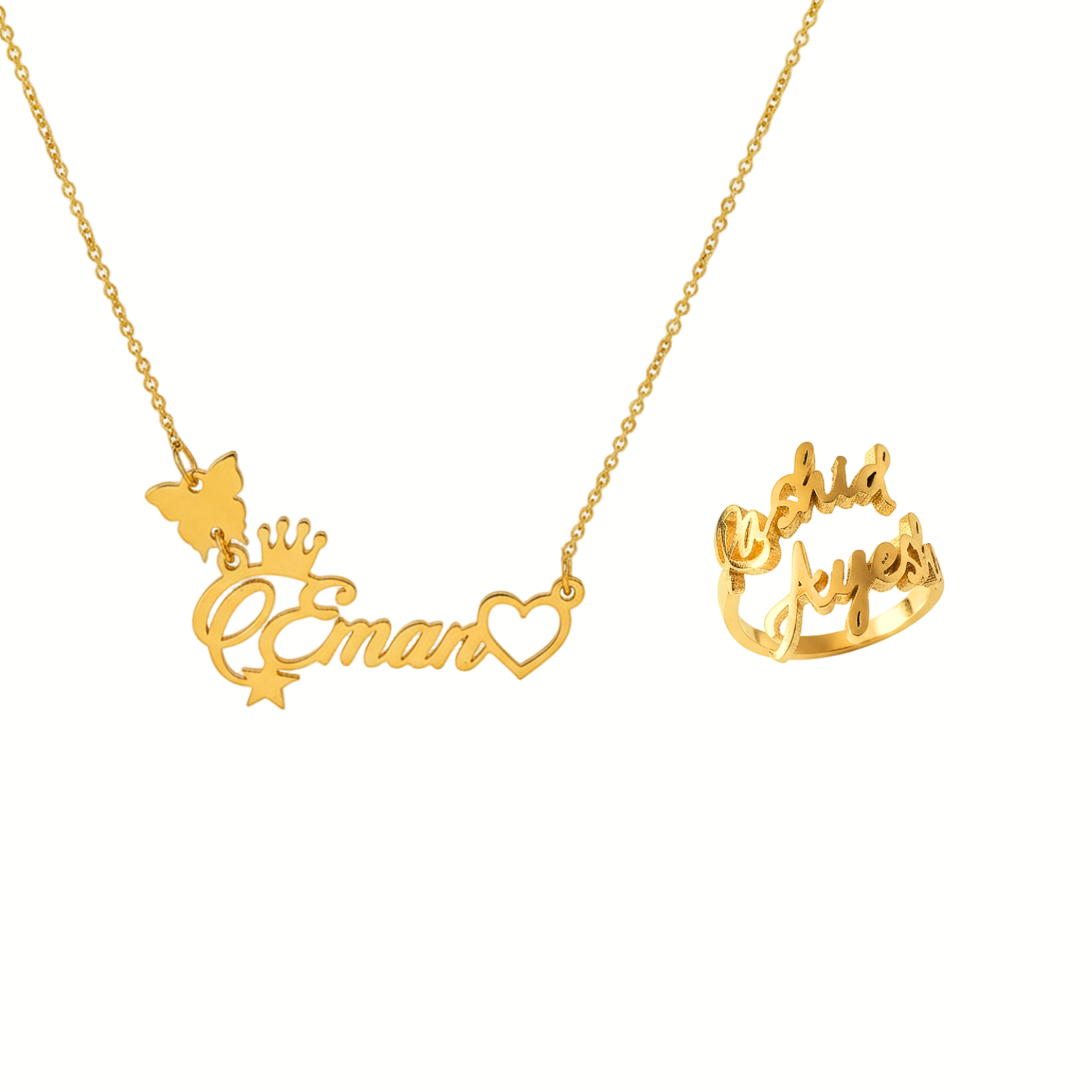 Bundle of 2 Custom Name Necklace & Ring – Theprintingsolutions