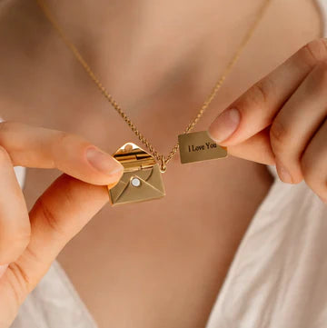 Envelope Necklace Love Letter Inside With Name Engraved