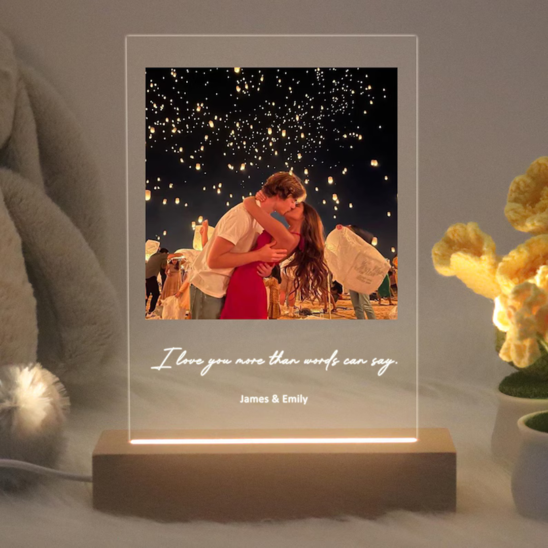 Peronalized Photo Night Light, Photo Collage LED Light, Custom Photo Lamp, Anniversary Gift for couple, Birthday Gift For Firends Couple