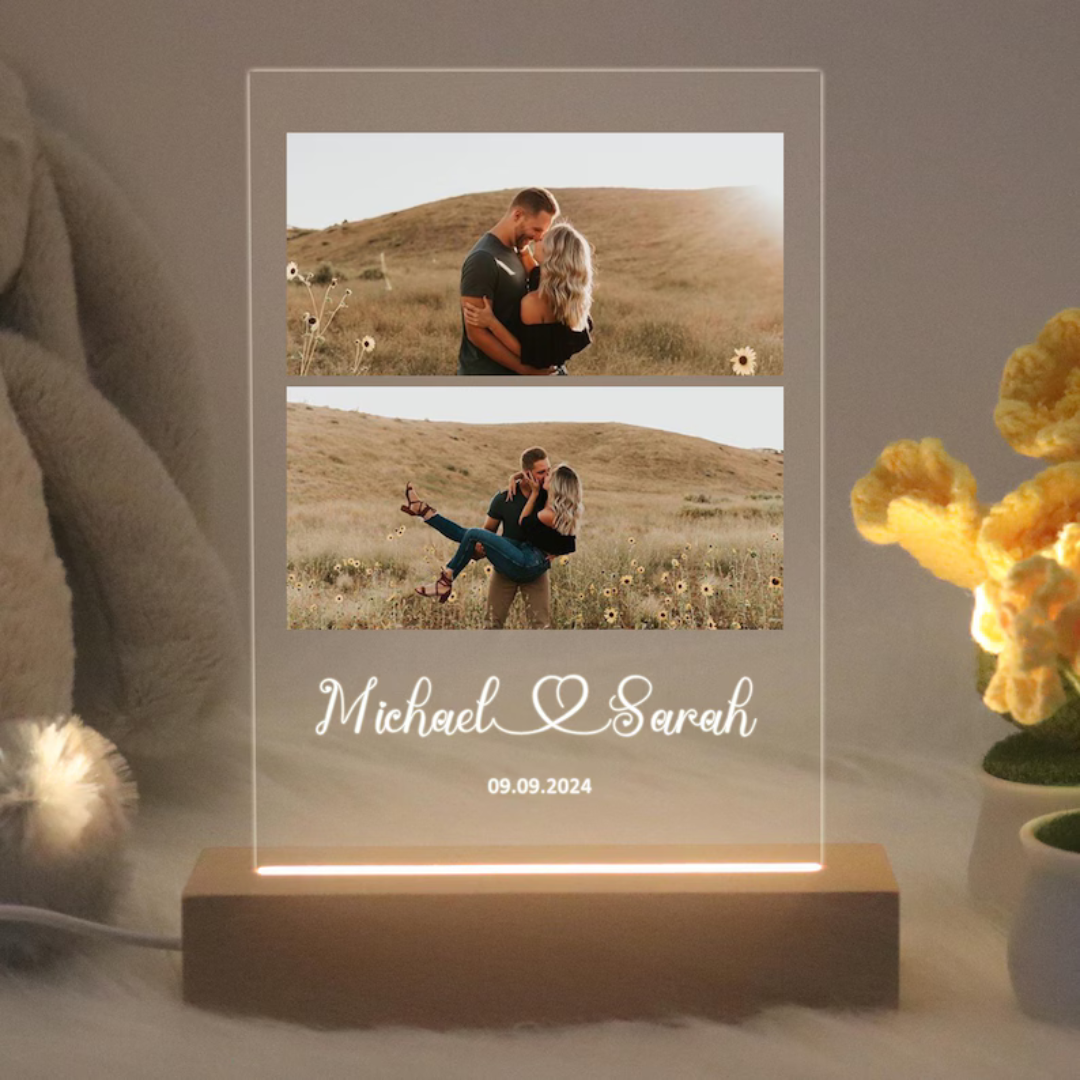 Peronalized Photo Night Light, Photo Collage LED Light, Custom Photo Lamp, Anniversary Gift for couple, Birthday Gift For Firends Couple