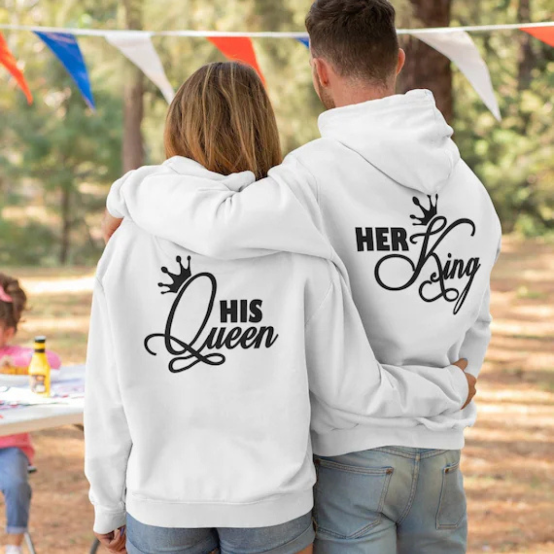 King Queen Hoodies King Queen Gift Idea Couple Matching Hoodie –  Theprintingsolutions