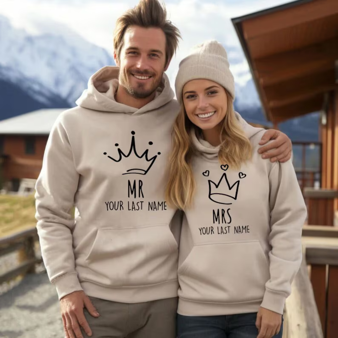 Personalized Mr. & Mrs. Hoodie, Personalized Hoodie, Bride To Be, Anniversary Gifts, Custom Wedding Gift, His And Hers, Matching Couple (Pair)