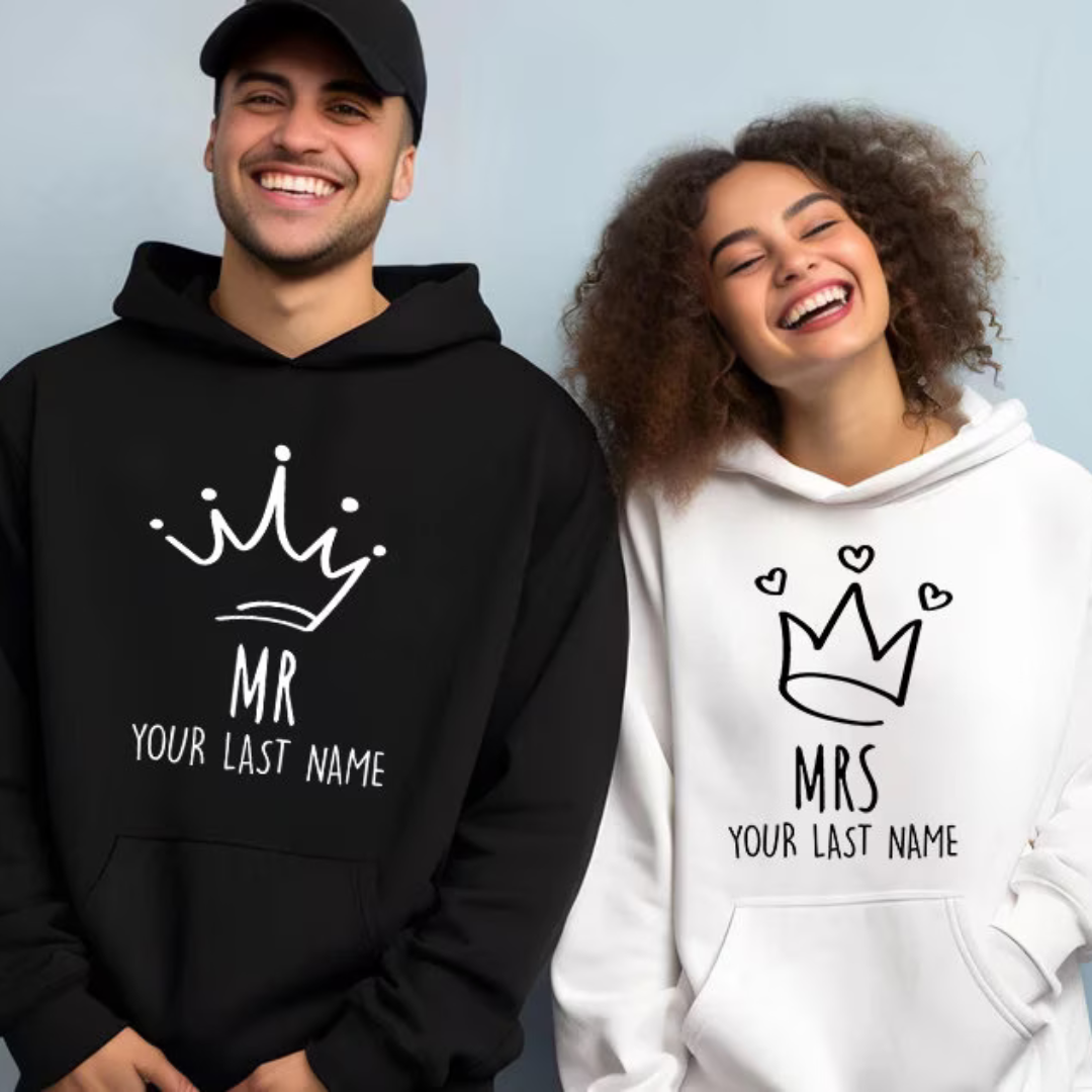 Personalized Mr. & Mrs. Hoodie, Personalized Hoodie, Bride To Be, Anniversary Gifts, Custom Wedding Gift, His And Hers, Matching Couple (Pair)