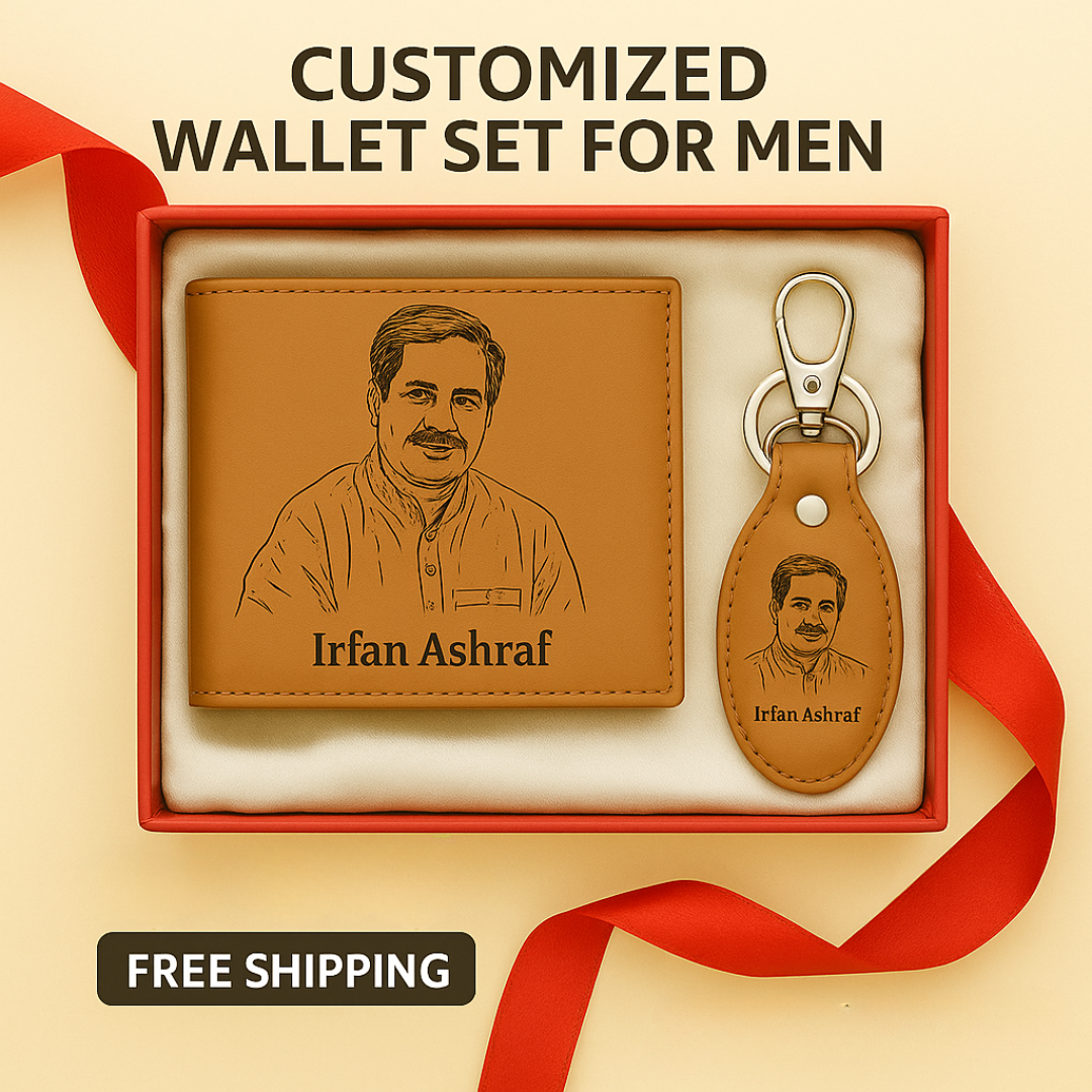Personalized Wallet & Keychain Set for Men