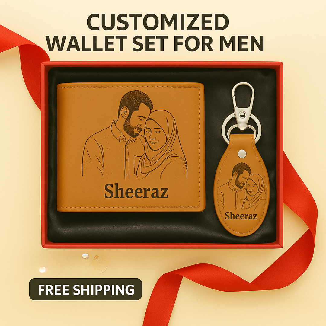 Personalized Wallet & Keychain Set for Men