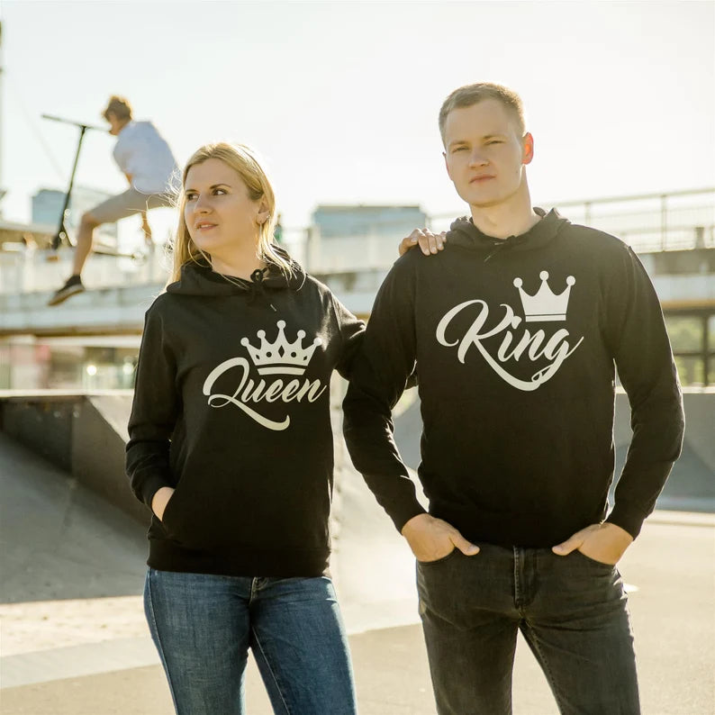 King and Queen Hoodies Couple Hoodies Couple Sweaters Matching