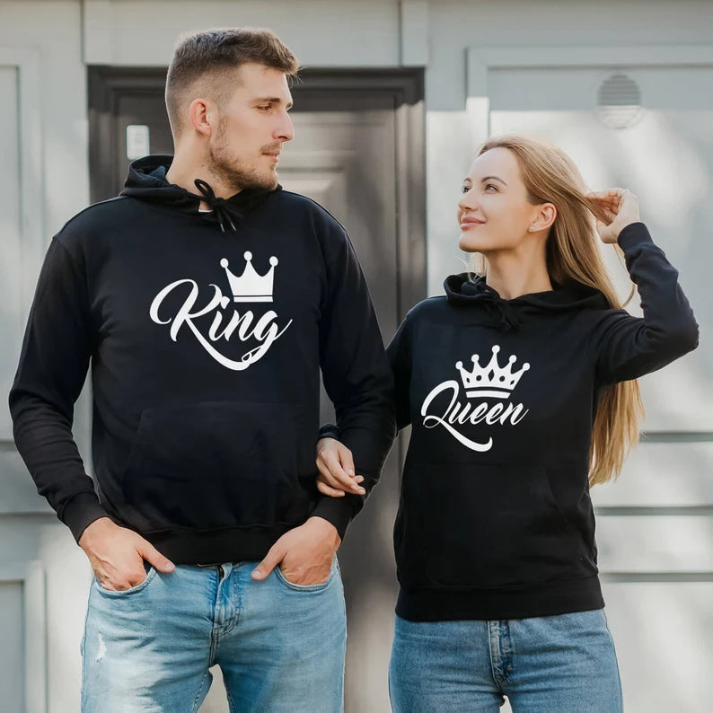 King and Queen Hoodies Couple Hoodies Couple Sweaters Matching