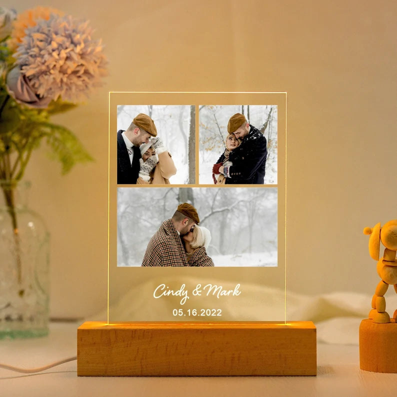 Peronalized Photo Night Light, Photo Collage LED Light, Custom Photo Lamp, Anniversary Gift, Birthday Gift For Firends Couple,Picture Plaque