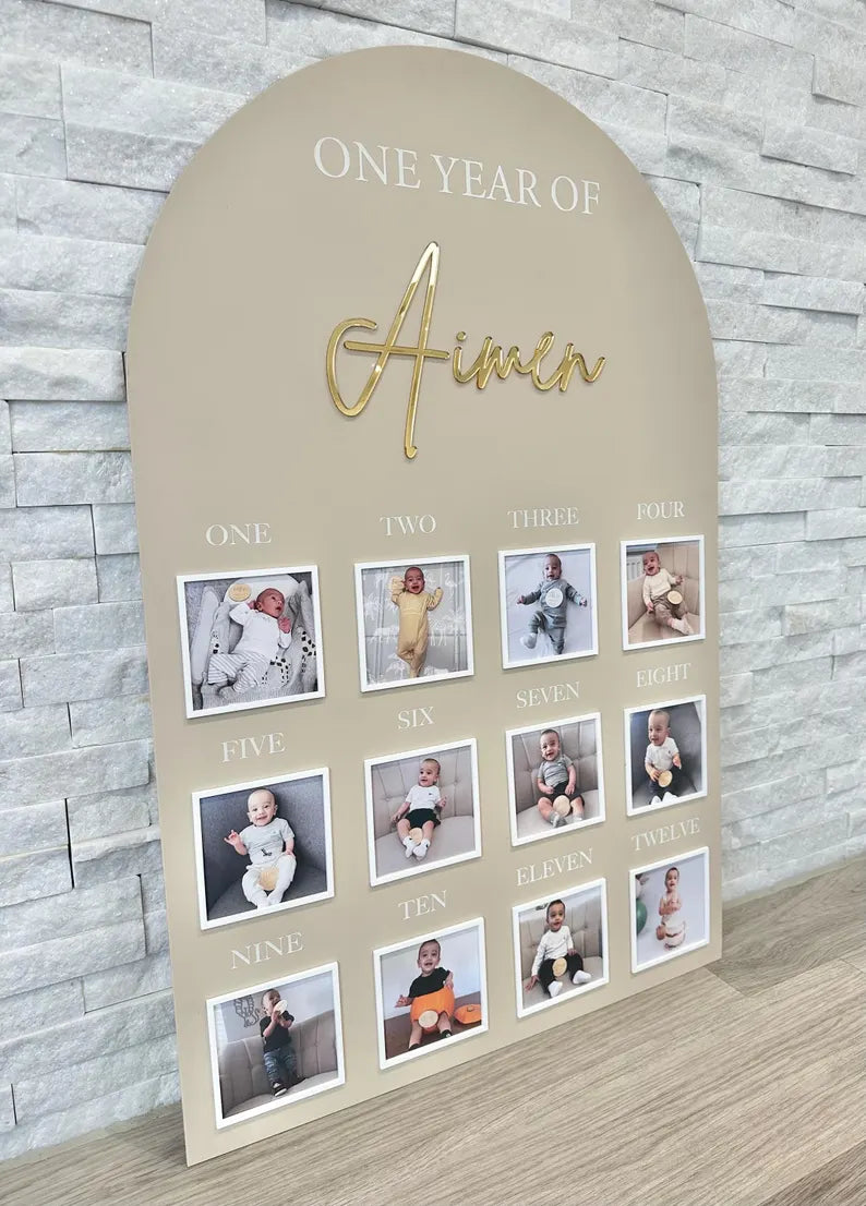 One Year of Baby Board, Acrylic Milestone Board, My First Year Sign, 1st Birthday Keepsake, Monthly Milestone Sign, First Birthday Decor