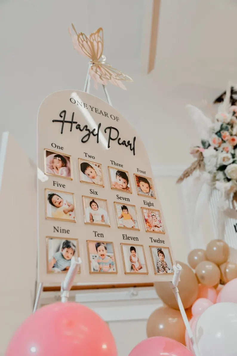 One Year of Baby Board, Acrylic Milestone Board, My First Year Sign, 1st Birthday Keepsake, Monthly Milestone Sign, First Birthday Decor