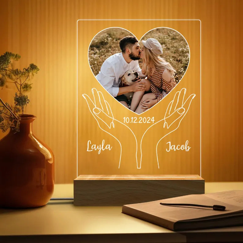 Peronalized Photo Night Light,Couple Photo Led Night Light,Custom Photo Lamp,Anniversary Gift,Birthday Gift for Her,Christmas Picture Plaque