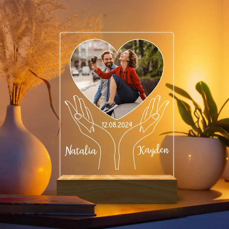 Peronalized Photo Night Light,Couple Photo Led Night Light,Custom Photo Lamp,Anniversary Gift,Birthday Gift for Her,Christmas Picture Plaque