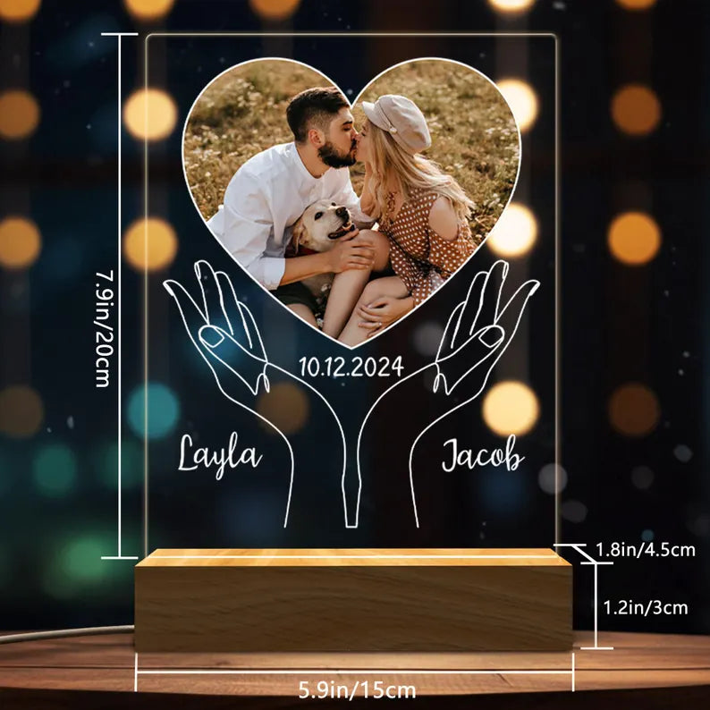 Peronalized Photo Night Light,Couple Photo Led Night Light,Custom Photo Lamp,Anniversary Gift,Birthday Gift for Her,Christmas Picture Plaque